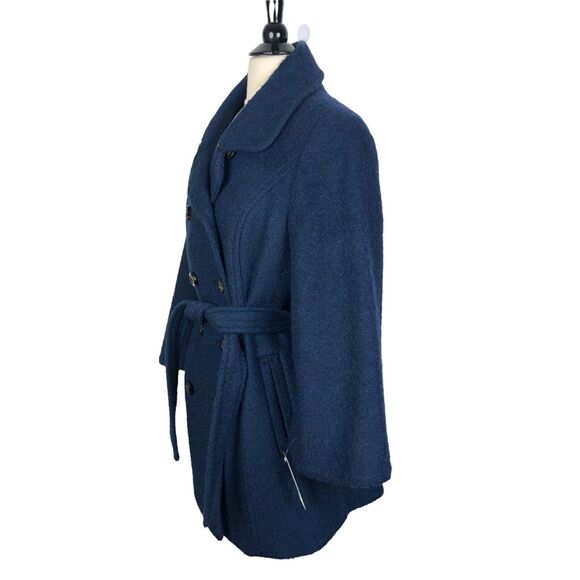 New Laundry by Shelli Segal Teal Double-Breasted Wool Blend Coat Women's Size 14 - Picture 3 of 9